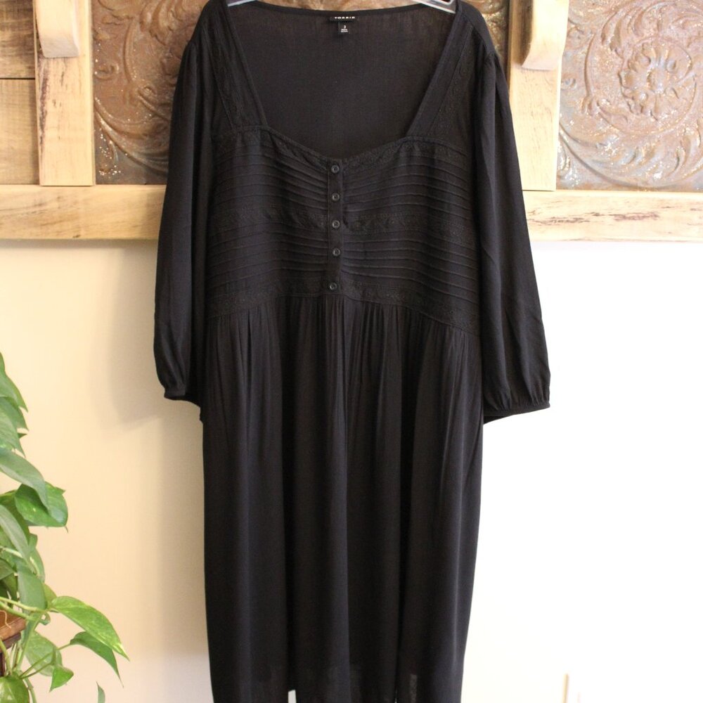 Torrid Plus Black 3/4 Sleeve Dress with Pockets size 3